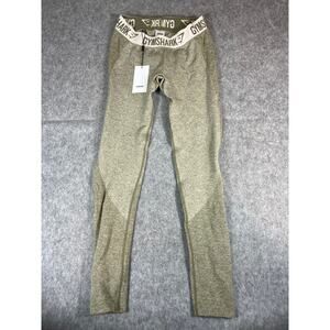 Gymshark Leggings Womens Medium Khaki Flex Crop Pull On Stretch Yoga Workout NWT